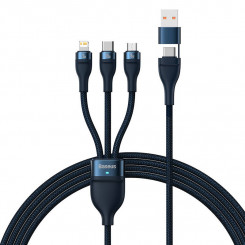 Kabel USB 3w1 Baseus Flash Series 2, USB-C + mikro-USB + Lightning, 100 W, 1,2 m (niebieski)
