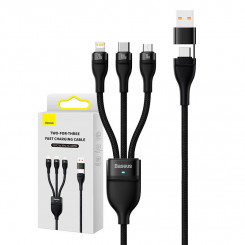 Кабель USB 3w1 Baseus Flash Series 2, USB-C + micro USB + Lightning, 100Вт, 1.2м (черный)