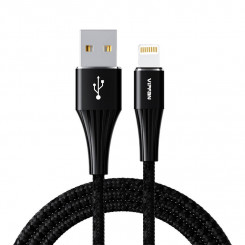 Vipfan A01 USB to Lightning kaabel, 3A, 1,2m, põimitud (must).
