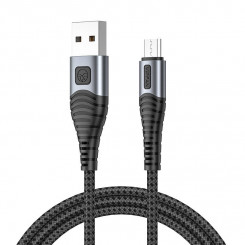 Кабель Vipfan X10 USB-Micro USB, 3А, 1,2 м, плетеный (черный)