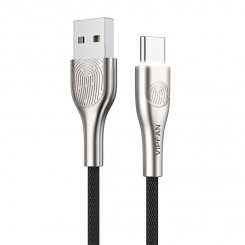 Кабель USB do USB-C Vipfan Fingerprint Touch Z04, 3A, 1,2м (черный)