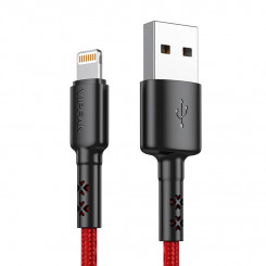 USB-kaabel Lightning Vipfan X02 jaoks, 3A, 1,8 m (punane)