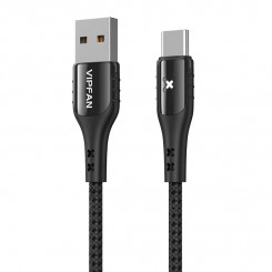 Vipfan Colorful X13 USB to USB-C cable, 3A, 1.2m (black)