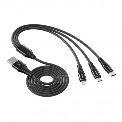 Kabel USB Vipfan X16 3w1 USB-C / Lightning / Micro 3,5A 1,5m (Czarny)