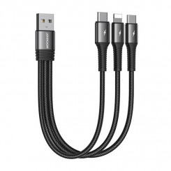 Кабель USB Joyroom S-01530G11 3w1 2x USB-C/Lightning 3,5А 0,15м (черный)