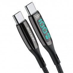 BlitzWolf BW-TC23 USB-C–USB-C kaabel, ekraaniga, 100 W, 0,9 m (must)