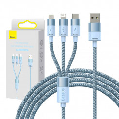 Kabel USB 3w1 Baseus StarSpeed, USB-C + mikro-USB + Lightning, 3,5A, 1,2m (niebieski)