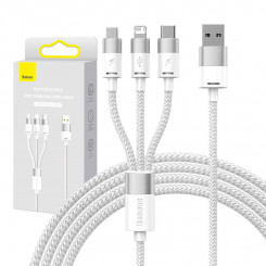Baseus StarSpeed 3in1 USB cable, USB-C + micro USB + Lightning, 3.5A, 1.2m (white)