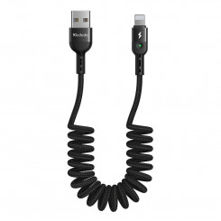 USB-Lightning-kaabel, Mcdodo CA-6410, vedruga, 1,8 m (must)