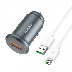 Foneng C15 car charger, USB, 4A + USB to Micro USB cable (gray)
