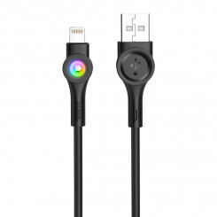 X59 Кабель USB-Lightning, Foneng LED, 3А, 1м (черный)