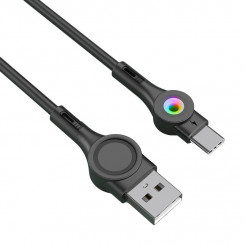Кабель Foneng X59 USB — USB-C, светодиод, 3А, 1м (черный)