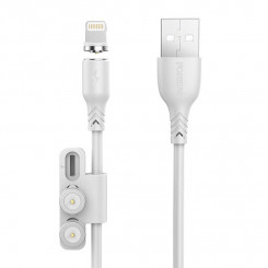 Foneng X62 3in1 magnetkaabel USB-USB-C / Lightning / Micro USB, 2,4A, 1m (valge)