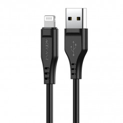 USB-kaabel Lightining Acefast C3-02, MFi, 2,4A, 1,2 m (must) jaoks