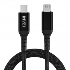 Кабель INVZI USB-C — Lightning, MFi, 2 м (черный)