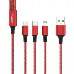 Kabel USB Dudao TGL2 3w1 USB-C / Lightning / mikro-USB 2.4A, 1m (Czerwony)