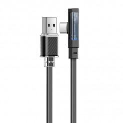 USB-C kaabel USB-C-sse Mcdodo CA-3423 90 kraadi 1,8 m LED-iga (must)