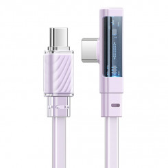 USB-C kaabel USB-C-sse Mcdodo CA-3454 90 kraadi 1,8 m LED-iga (lilla)