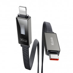 Mcdodo CA-4960 USB-C kaabel 1,2 m ekraaniga Lightningiga (must)