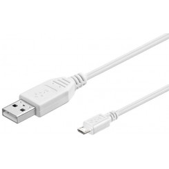 MicroConnect USB A to USB Micro B, Version 2.0, White, 5m