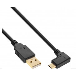 MicroConnect USB 2.0 Type A to USB Micro USB Type B Angled Cable, Black, 0.5m