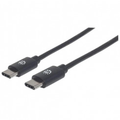 Кабель Manhattan USB-C — USB-C, 3 м, штекер-папа, черный, 480 Мбит/с (USB 2.0), эквивалент Startech USB2CC3M, высокоскоростной USB, пожизненная гарантия, полиэтиленовый пакет
