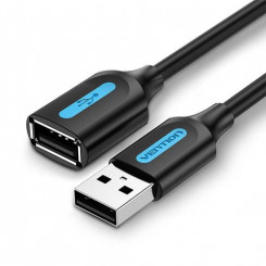 Vention USB 2.0, удлинительный кабель типа «папа-мама», 3 м, черный, ПВХ