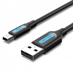 Кабель Vention USB 2.0 A «папа» — «папа» Mini-B, 1,5 м, черный, тип ПВХ