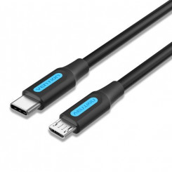 Кабель Vention USB 2.0 C «папа» — Micro-B «папа», 2A, 1 м, черный