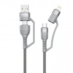 USB-кабель Dudao L20xs 4в1 USB-C/Lightning/USB-A 2.4А, 1м (серый)