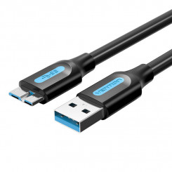 Lame USB 3.0 A kuni Micro-B kaabel Vention COPBI 2A 3m Must PVC