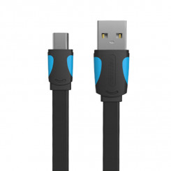 Flat USB 2.0 A to Mini 5-pin cable Vention VAS-A14-B050 2A 0.5m Black