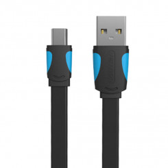 Flat USB 2.0 A to Mini 5-pin cable Vention VAS-A14-B100 2A 1m Black