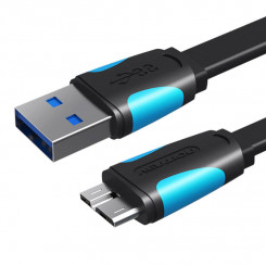 Плоский кабель USB 3.0 A на Micro-B Vention VAS-A12-B025 0,25 м Черный