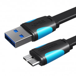Плоский кабель USB 3.0 A на Micro-B Vention VAS-A12-B050 0,5 м Черный