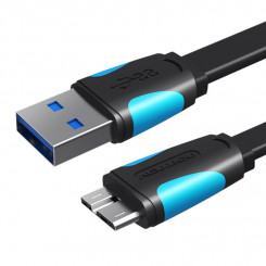 Плоский кабель USB 3.0 A на Micro-B Vention VAS-A12-B100 1 м Черный