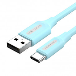Кабель USB 2.0 A — USB-C Vention COKSF, 1 м, 3 А, голубой