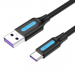 USB 2.0 A kuni USB-C kaabli tuulutusava CORBG 5A 1,5 m must PVC