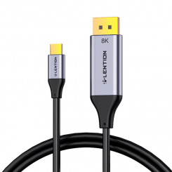 Lention USB-C kuni 8K60Hz DisplayPort kaabel, 1,7 m (must)