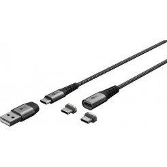 Goobay 65653 USB-кабель 1 м USB C Черный, Серый