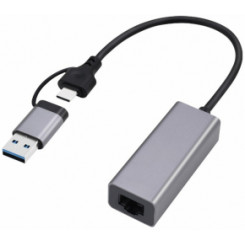 Adapteris Gembird USB 3.1 + Type-C Gigabit Network Adapter Space Grey