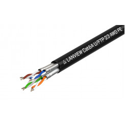 Lanview 500m Cat6a U-FTP cable 4x2xAWG23 PE black outdoor