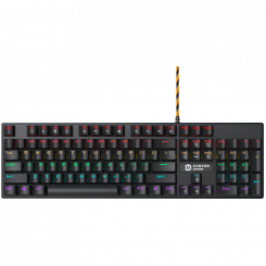 CANYON Canyon Deimos GK-4, проводная черная механическая клавиатура с красочной системой освещения, 104 шт. радужной светодиодной подсветки, также возможна индивидуальная подсветка, длина плетеного кабеля 1,8 м, резиновые ножки, английская раскладка с дво