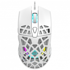 CANYON Puncher GM-20, High-end Gaming Mouse with 7 programmable buttons, Pixart 3360 optical sensor, 6 levels of DPI and up to 12000, 10 million times key life, 1.65m Ultraweave cable, Low friction with PTFE feet and colorful RGB lights , white, size: