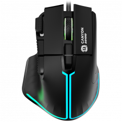 CANYON Fortnax GM-636, 9keys Gaming wired mouse,Sunplus 6662, DPI up to 20000, Huano 5million switch, RGB lighting effects, 1.65M braided cable, ABS material. size: 113*83*45mm, weight: 102g, Black