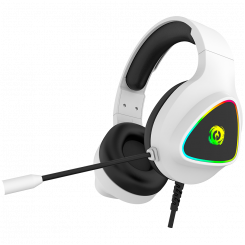 CANYON Shadder GH-6, RGB gaming headset with Microphone, Microphone frequency response: 20HZ~20KHZ, ABS+ PU leather, USB*1*3.5MM jack plug, 2.0M PVC cable, weight: 300g, White