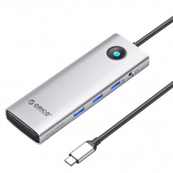 Док-станция HUB 10in1 Orico USB-C, HDMI, 3xUSB, SD/TF, аудио (серебристый)
