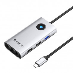 Док-станция HUB 5в1 Orico USB-C, HDMI, 2xUSB (серебристый)