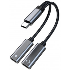 MicroConnect MicroConnect USB-C to USB-C PD and USB-C Female Adapter, Silver 13cm
