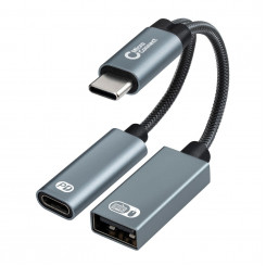 Адаптер MicroConnect USB-C — USB-C Pand USB-A 2.0, гнездовой, серебристый, 13 см